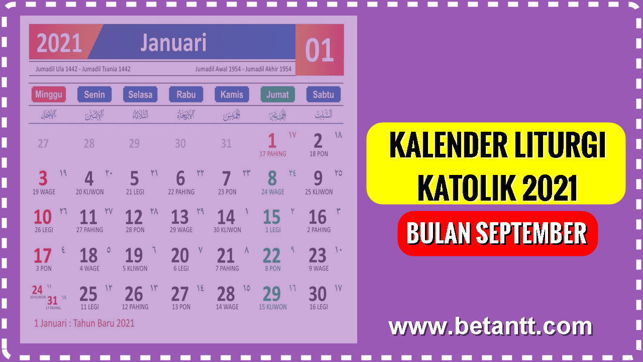 Kalender Liturgi Katolik Bulan September 2021