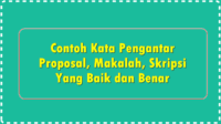 Contoh Kata Pengantar Proposal, Makalah, Skripsi Yang Baik dan Benar