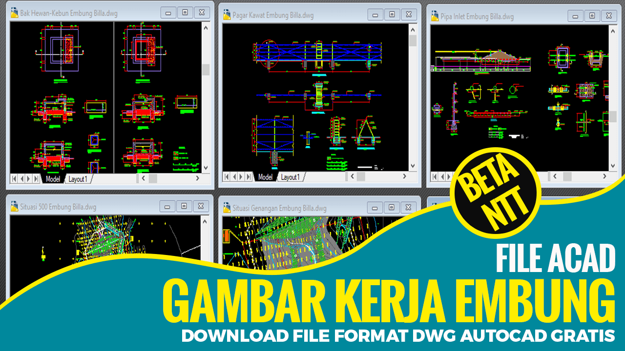 Desain Perencanaan Embung Bestek Lengkap Tipe DWG AutoCAD