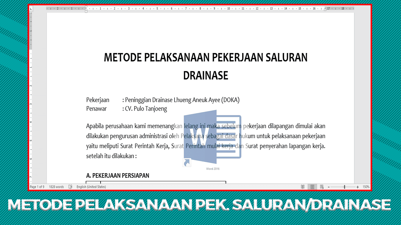 Metode Pelaksanaan Pekerjaan Saluran Drainase Beton