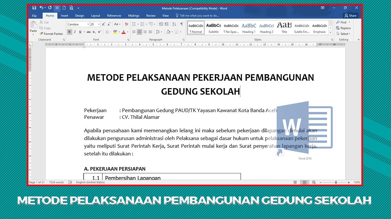 Metode Pelaksanaan Pembangunan Gedung Sekolah