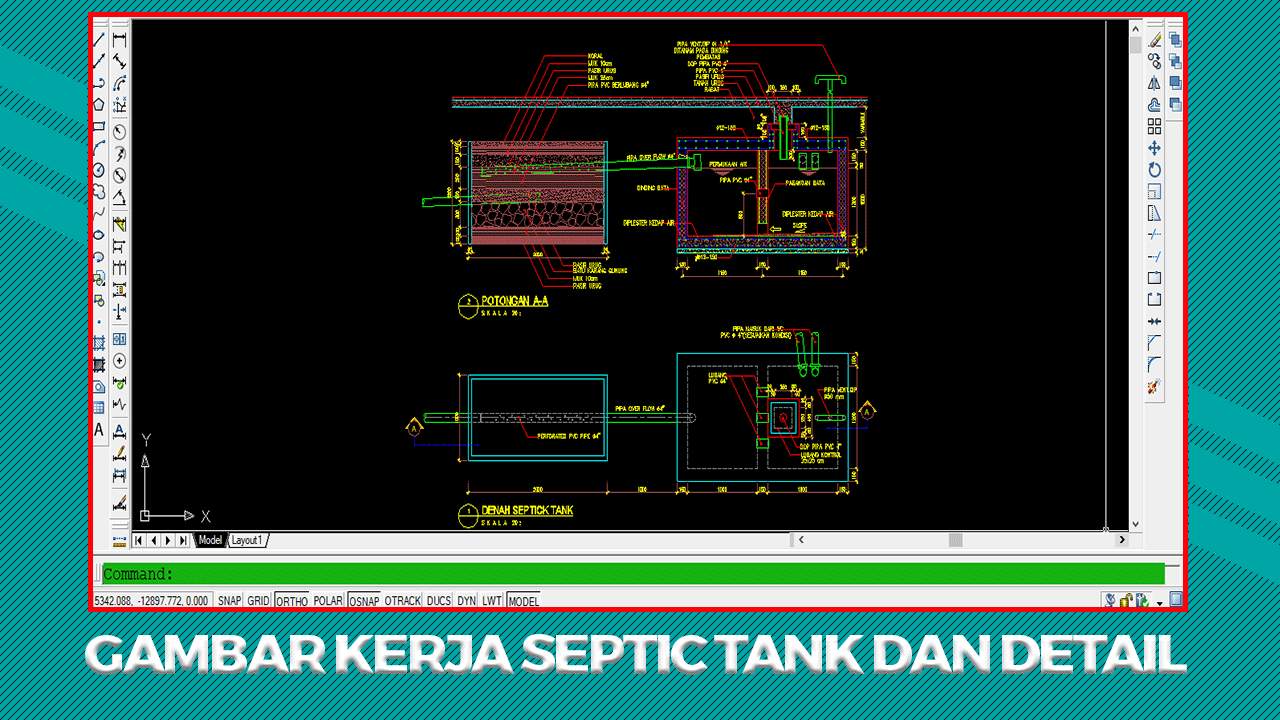 Gambar Kerja Septic Tank DWG Autocad Terbaru 2021