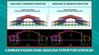 Download Gambar Pasar Struktur Baja DWG, Perhitungan Struktur, Analisa SAP2000