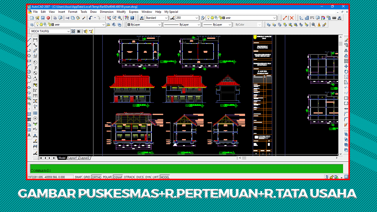 Gambar Puskesmas 2 Lt+Ruang Pertemuan+Ruang Tata Usaha File DWG autoCAD