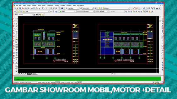Gambar Showroom Mobil Motor File DWG AutoCAD