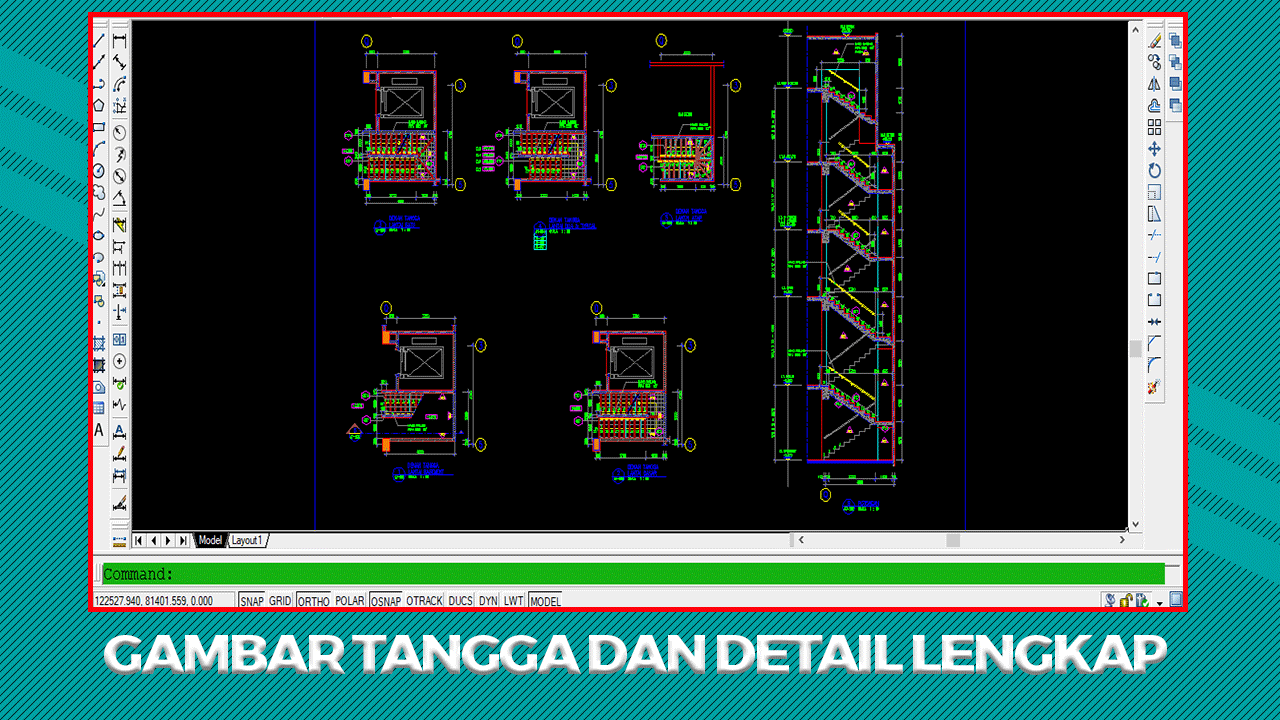 Gambar Tangga dan Detail Format File Autocad DWG