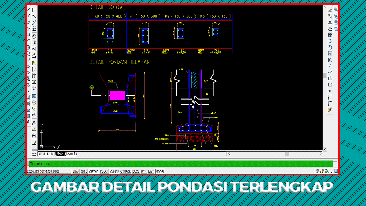 Gambar Detail Pondasi Format Autocad DWG