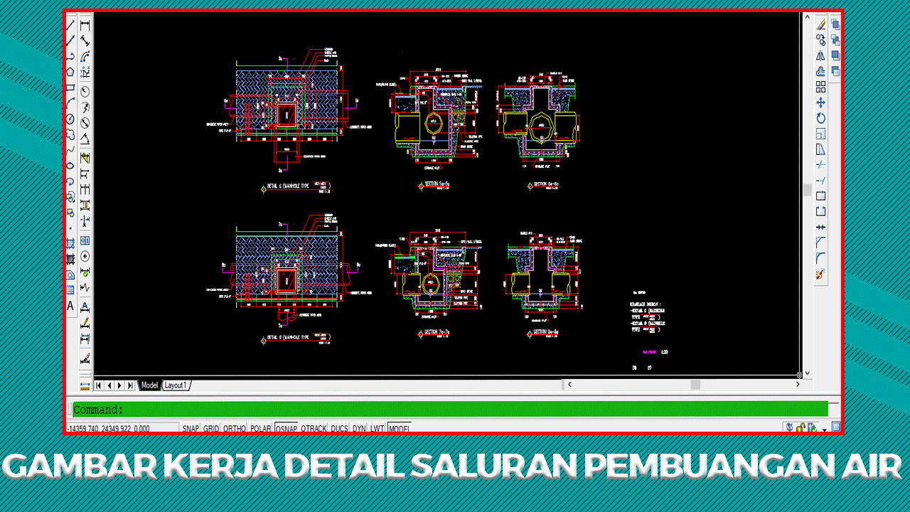 Gambar Kerja Detail Saluran Pembuangan Air (Got/Selokan) File DWG AutoCAD