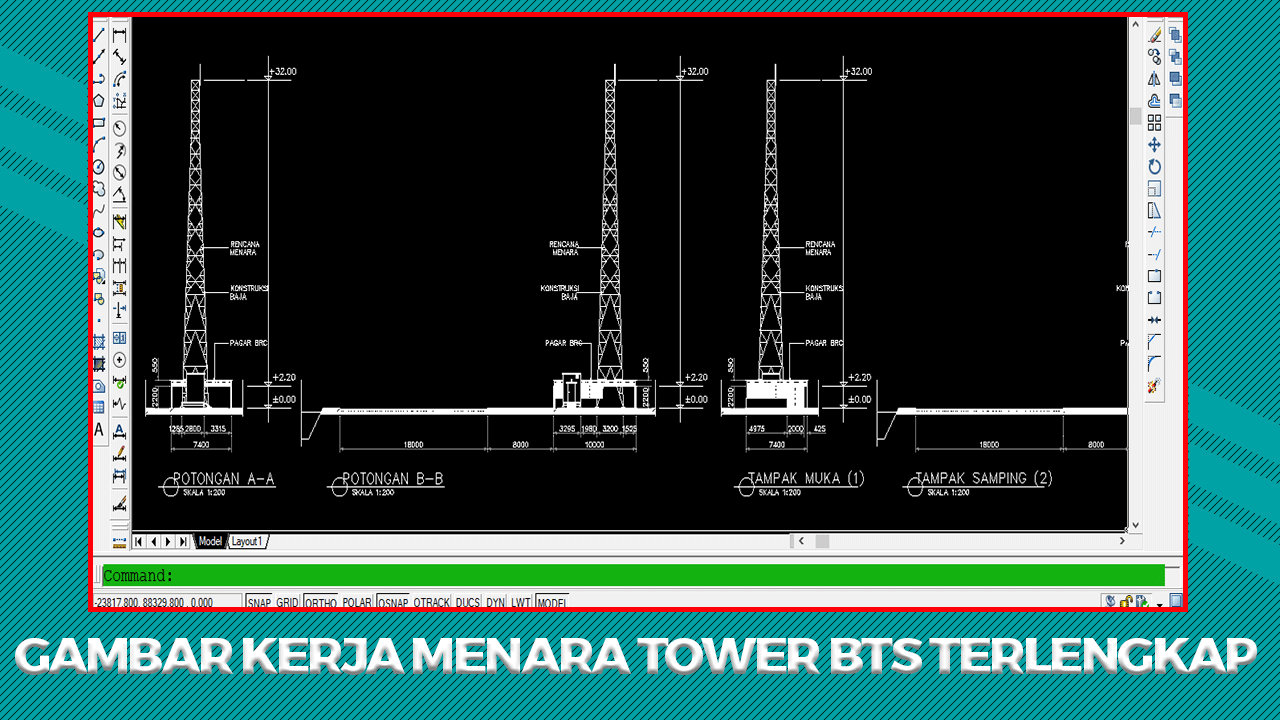 Download Kumpulan Gambar Kerja Tower BTS Terlengkap File Autocad (DWG)