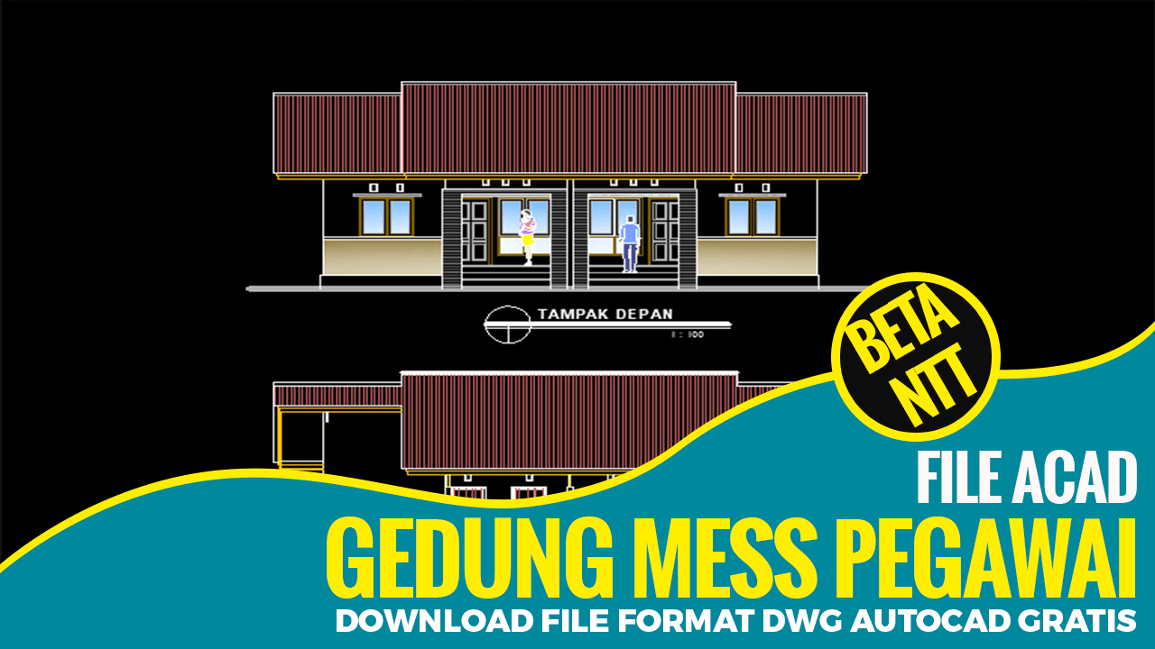 Gambar Bangunan Mess Karyawan Pemda File DWG AutoCAD