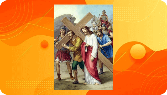 Perhentian 5, Yesus ditolong oleh simon dari Kirene