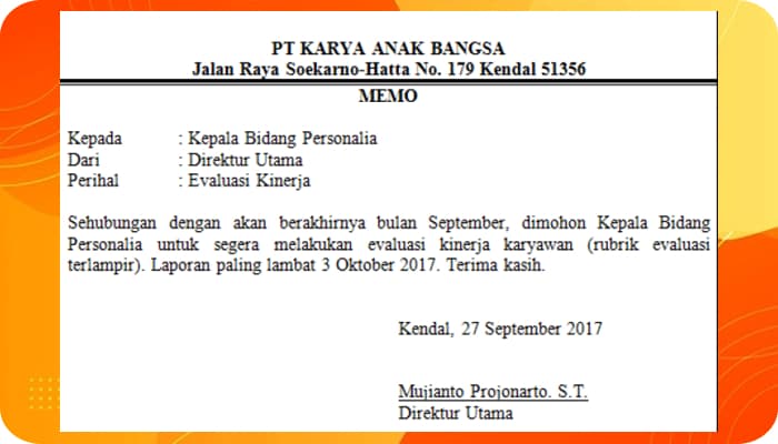 Pengertian Memo: Contoh, Tujuan, Ciri, Cara Menulis, Struktur, Tidak Resmi