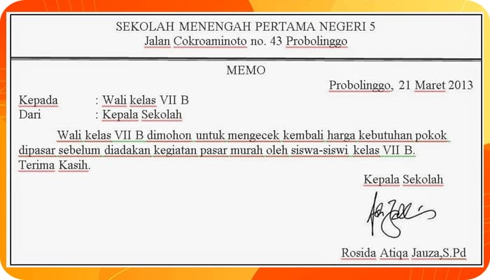 Pengertian Memo: Contoh, Tujuan, Ciri, Cara Menulis, Struktur, Tidak Resmi