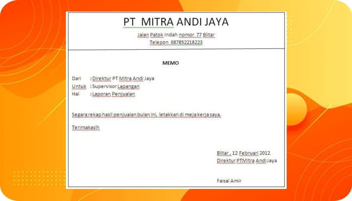 Pengertian Memo: Contoh, Tujuan, Ciri, Cara Menulis, Struktur, Tidak Resmi