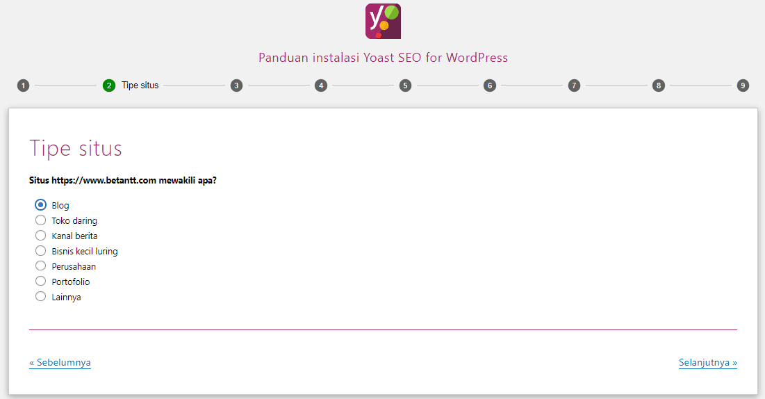 Pilih Jenis Website Anda