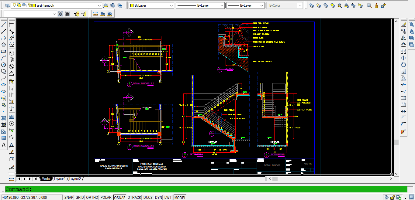 Download 25 Gambar Desain dan Detail Tangga DWG AutoCAD