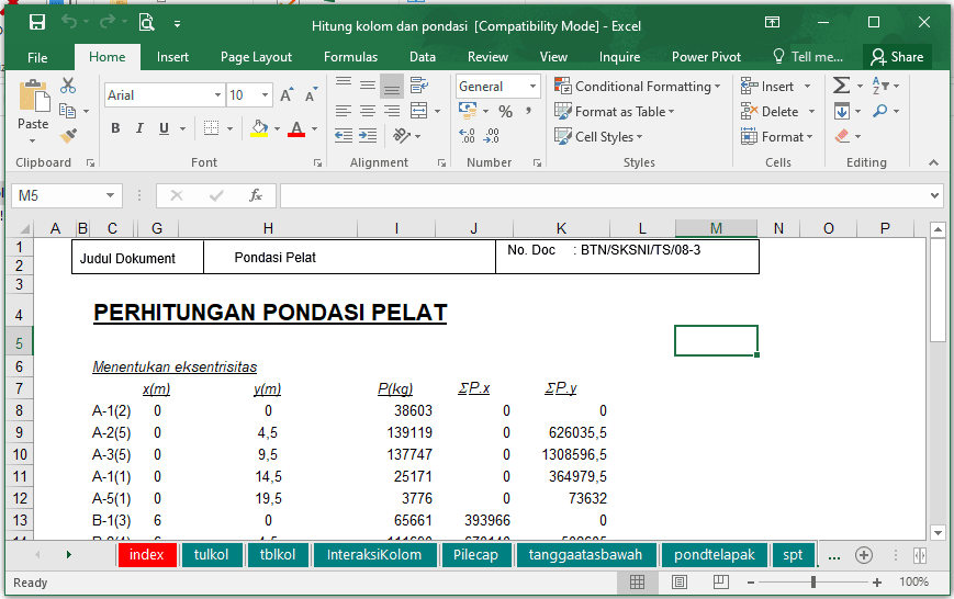 Download File Excel  Hitung Kolom dan Pondasi Lengkap