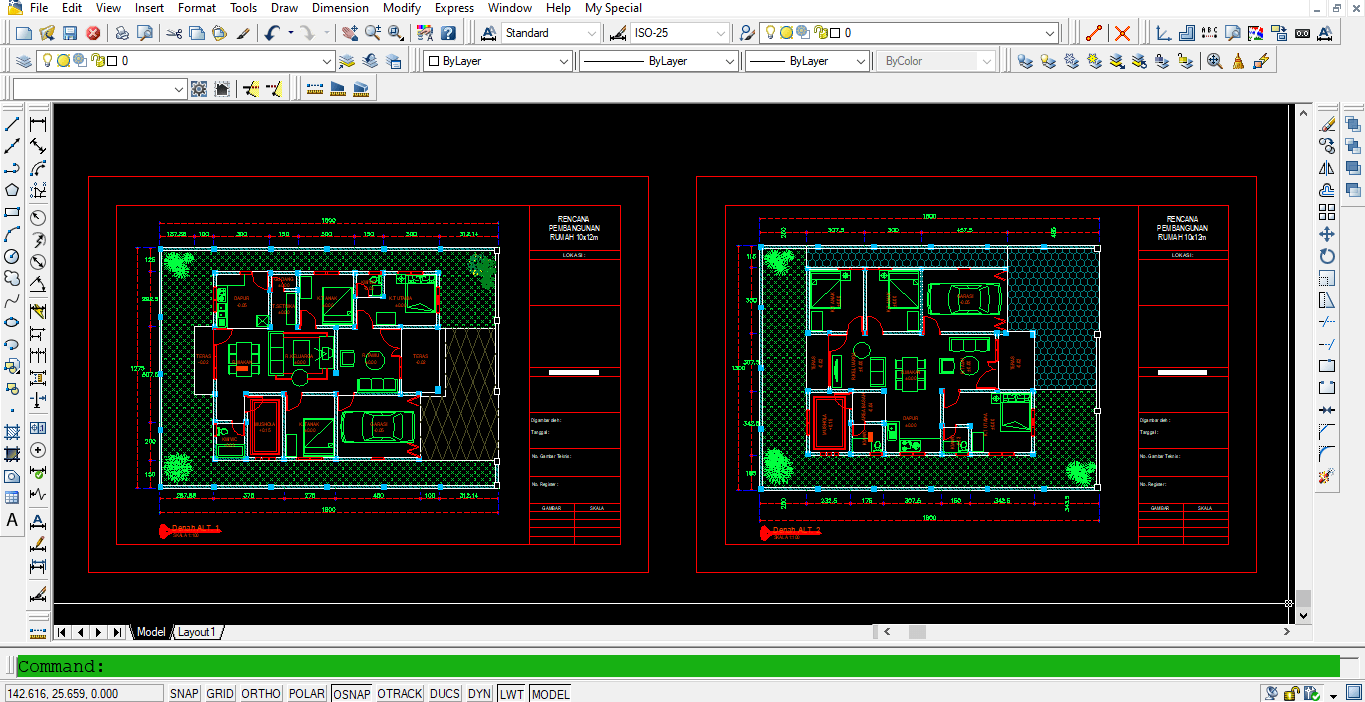 Download Gambar Denah Rumah 10x12 m + Detail DWG AutoCAD