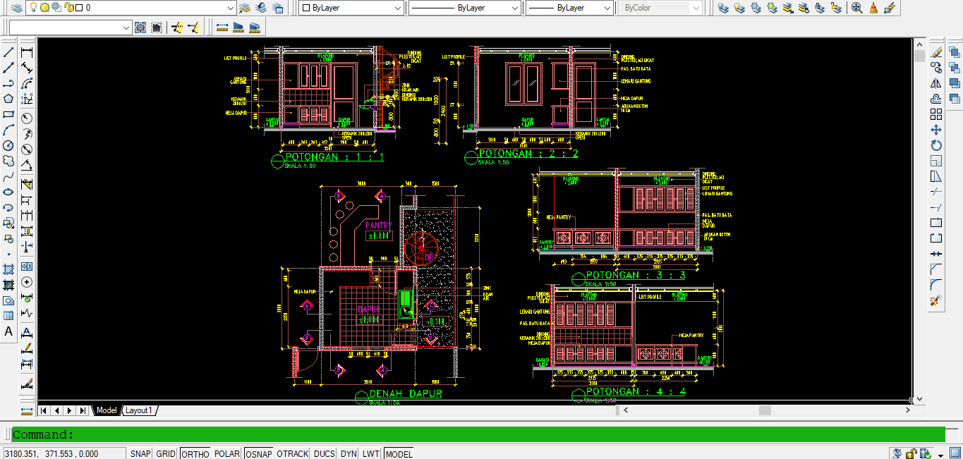 Download Gambar Desain Dapur/Pantry/Kitchen Set Lengkap DWG AutoCAD