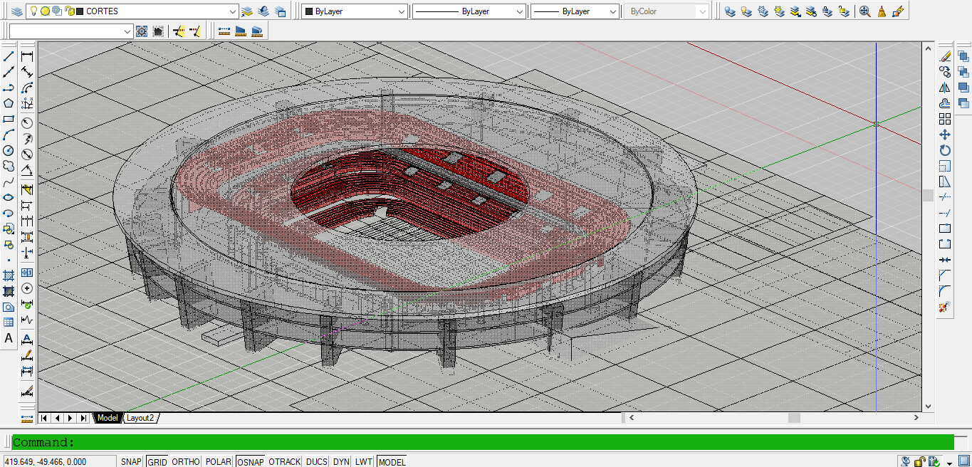 Download Gambar Desain Stadion 3D file DWG AutoCAD