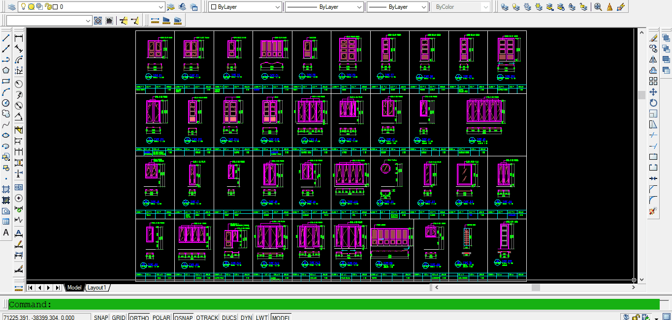 Download Gambar Detail Kusen Pintu dan Jendela Kayu Aluminium DWG AutoCAD