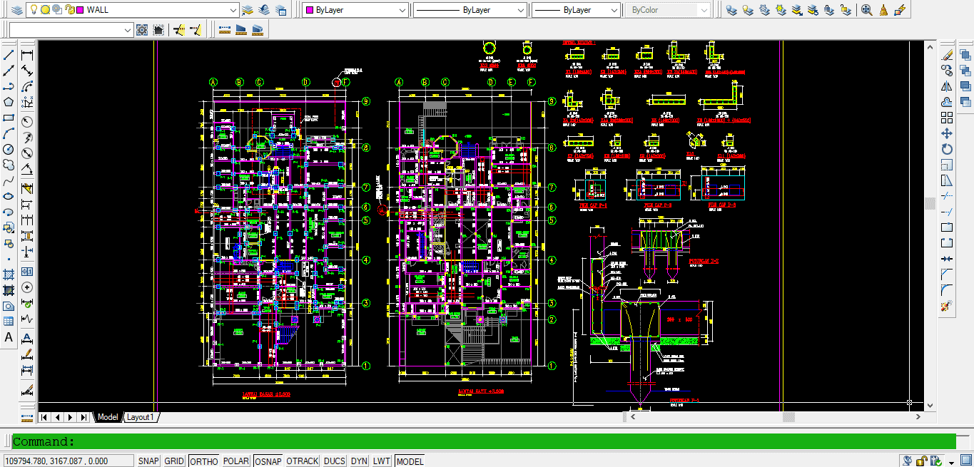 Download Gambar Rencana Pondasi dan Detail Pondasi DWG AutoCAD