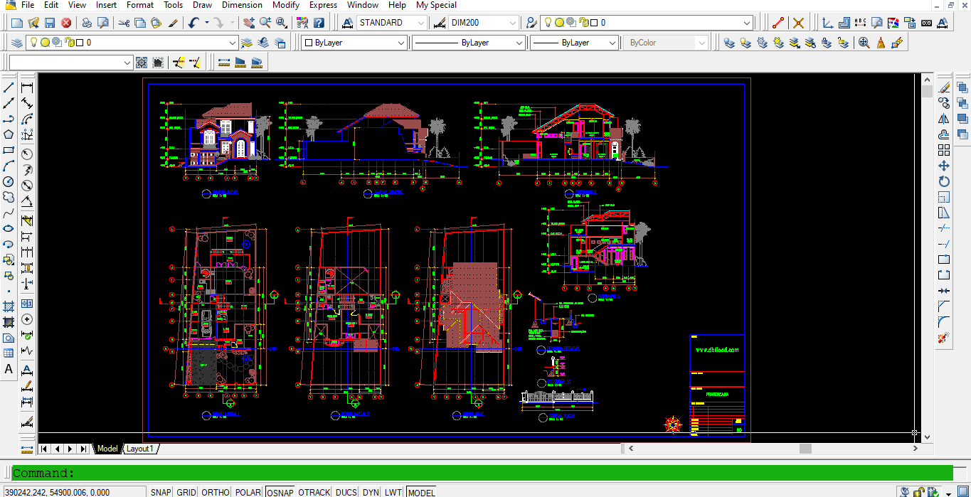 Download Rumah Ukuran 11x25 M Bestek Lengkap DWG AutoCAD