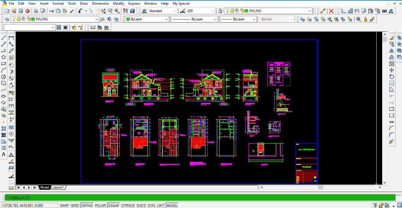 Download Rumah Ukuran 6x15 M Bestek Lengkap DWG AutoCAD