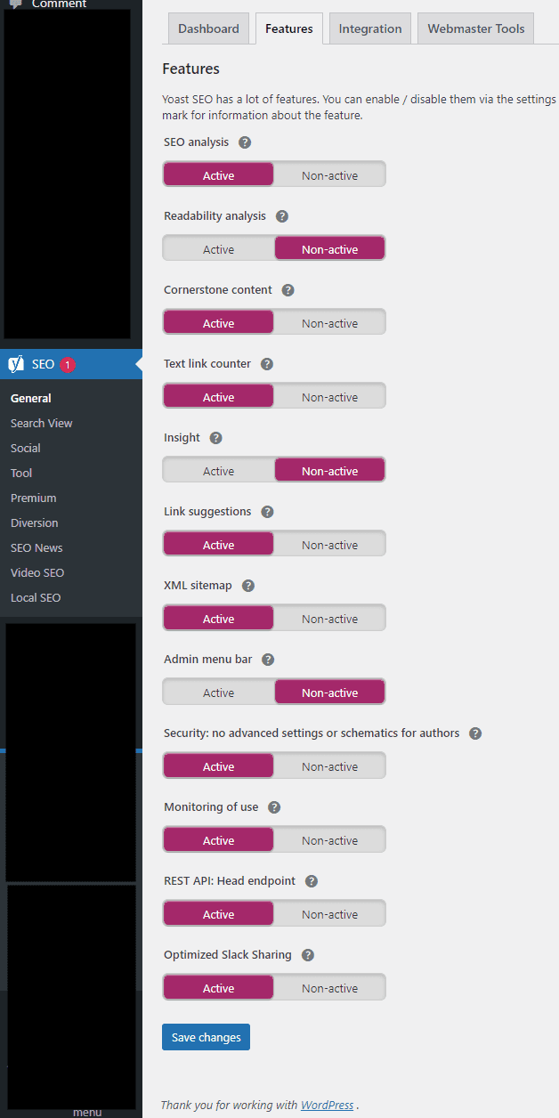 Seting Menu General - Yoast SEO