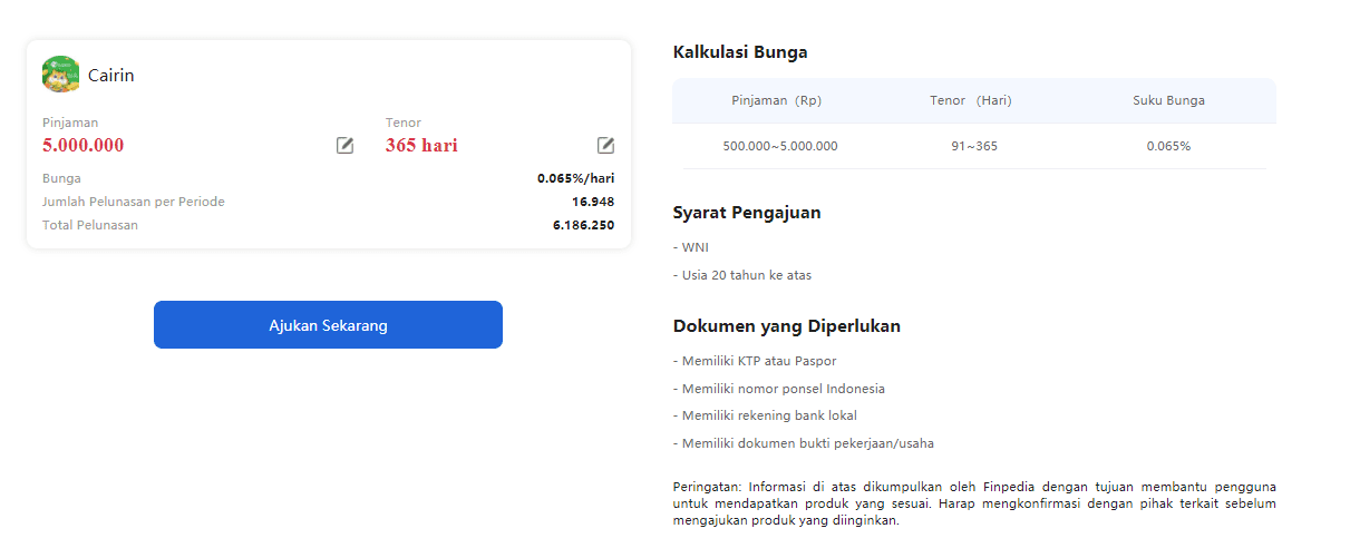 Informasi Detail Pinjaman Online di Finpedia melalui mitra CAIRIN