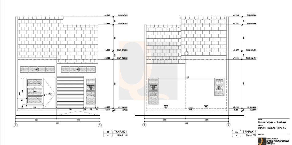 Download Gambar Rumah Type 45 DWG AutoCAD