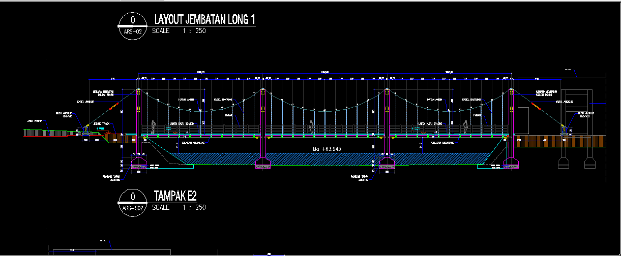 Download Gambar Jembatan Gantung Lengkap DWG AutoCAD