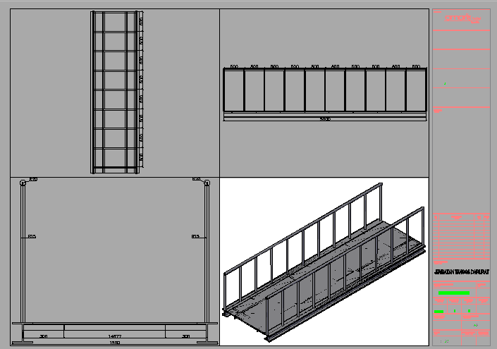 Download Gambar Jembatan 3D Darurat Sederhana DWG AutoCAD