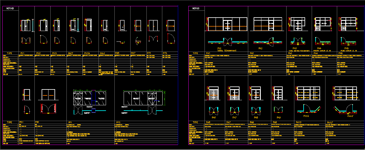 Download Gambar Desain Kusen Pintu Aluminium DWG AutoCAD