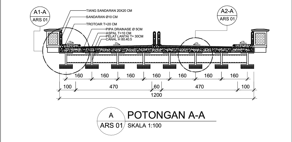 Download Gambar Perencanaan Jembatan Komposit DWG AutoCAD + RAB