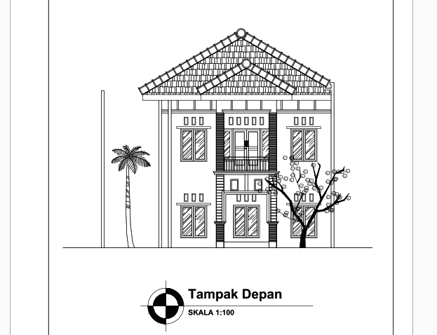 Download Gambar Rumah 2 Lantai Type 80/180 Lengkap DWG AutoCAD