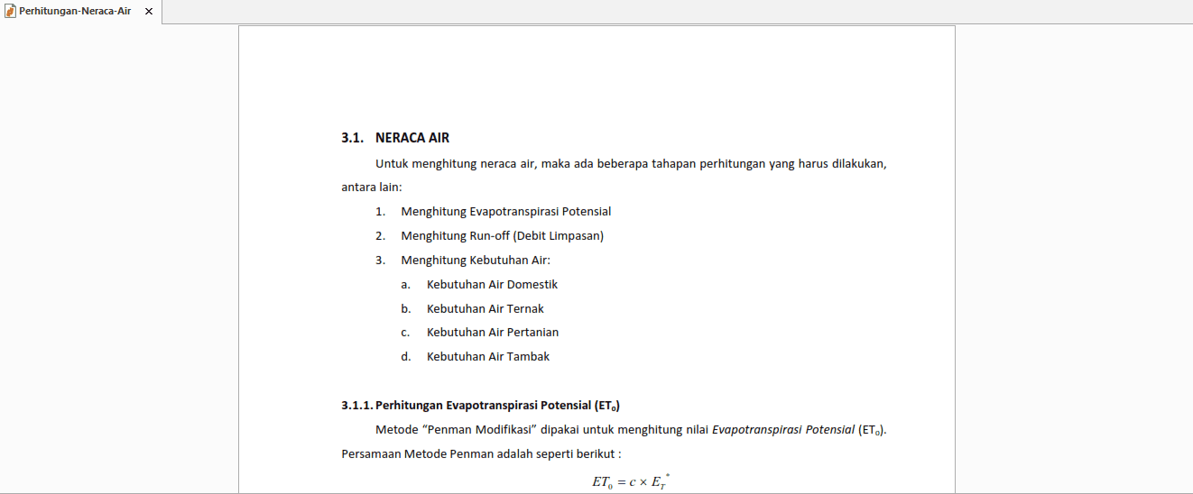 Download Modul Materi Perhitungan Neraca Air