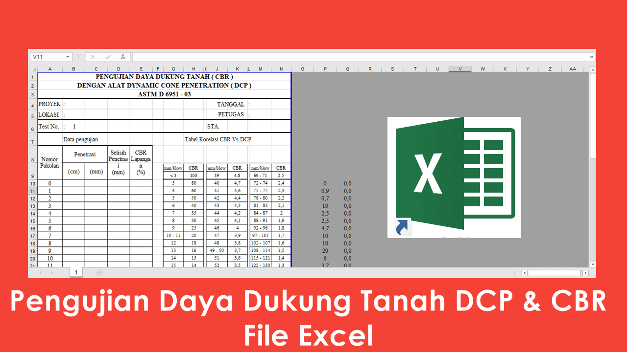 Download Pengujian Daya Dukung Tanah DCP & CBR File Excel