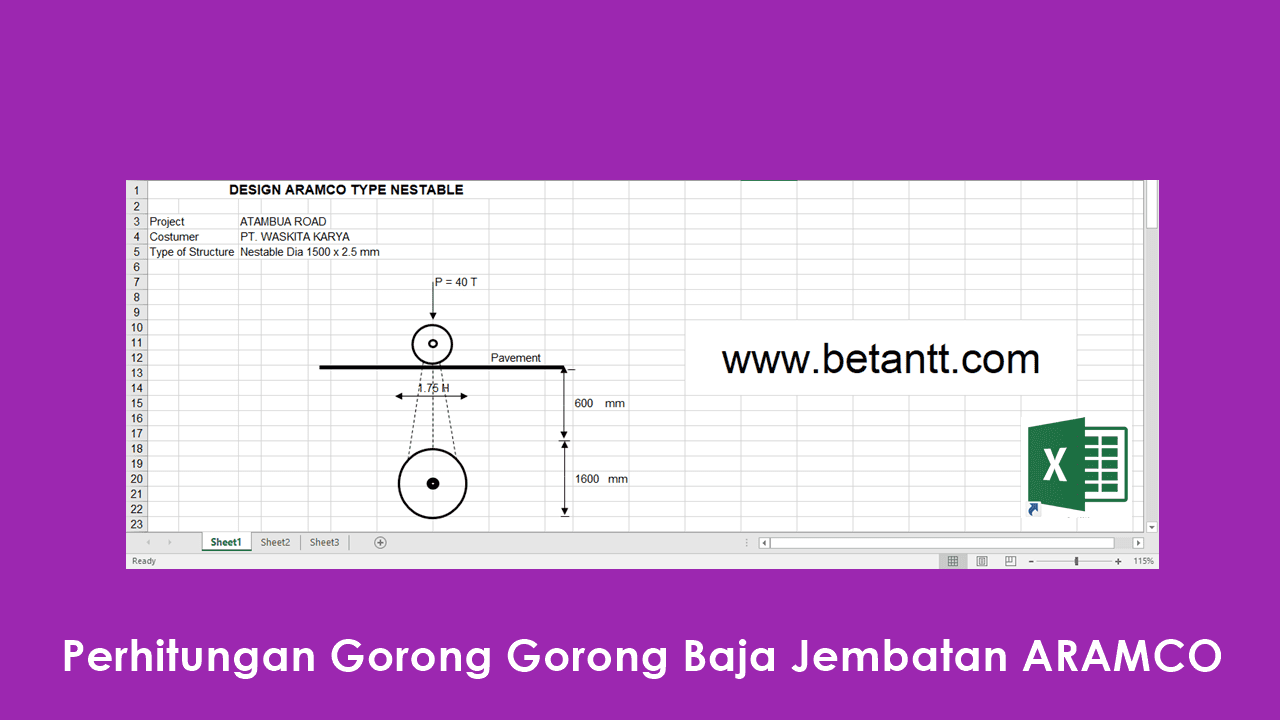 Download Perhitungan Gorong Gorong Baja Jembatan ARAMCO File Excel